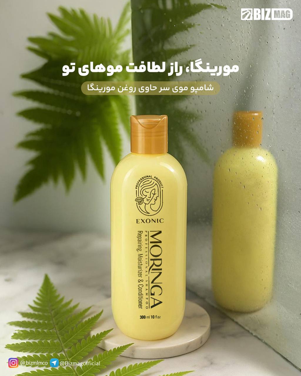 شامپو مورینگا اکسونیک حجم ۳۰۰ میلی لیتری