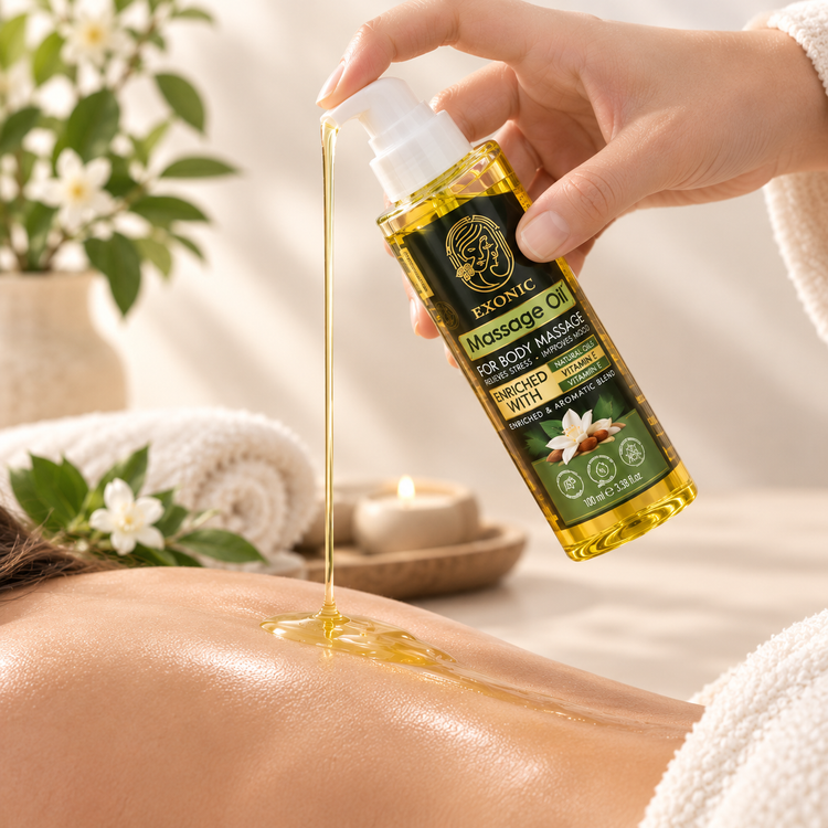 روغن ماساژ بدن اکسونیک حاوی روغن بادام شیرین و روغن یاس 150 میل